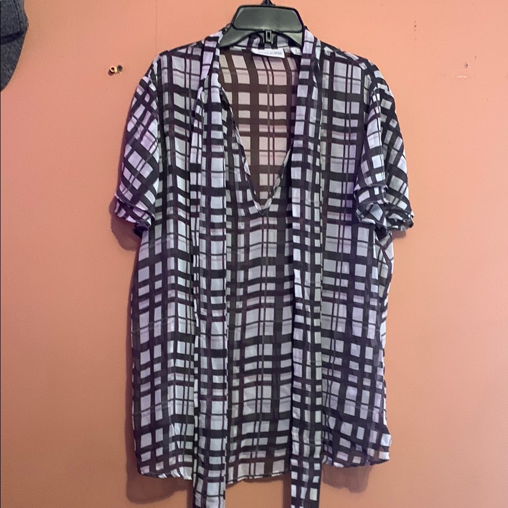 Plaid Black and White Women's Top